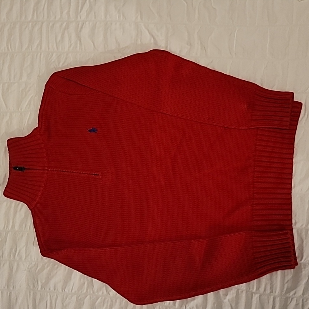 Boy's Polo Ralph Lauren Quarter-Zip Red Long Sleeve Sweater Size M 10-12